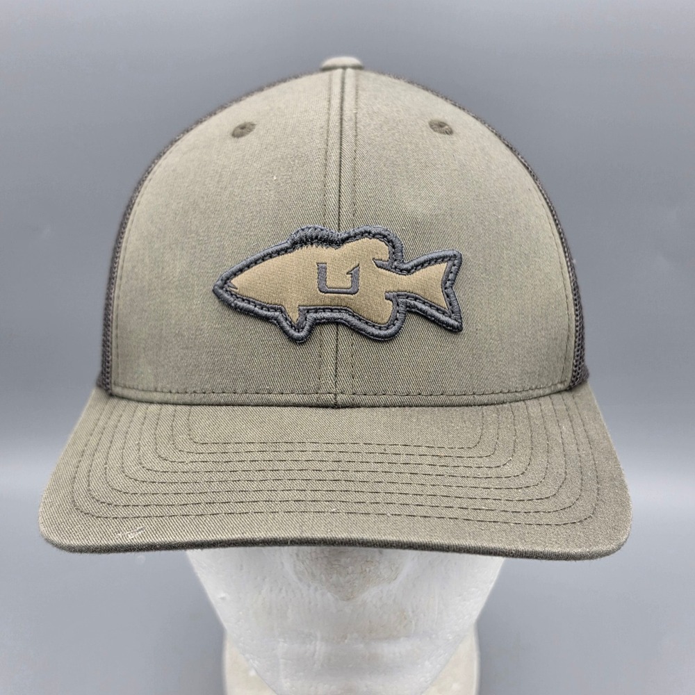 Huk Trucker Hat Mens OSFA Green Fish Logo Snapback Fishing Mesh Cap Yupoong